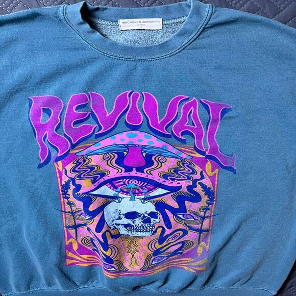 Urban Outfitters Retro 60's Psychedelic Mushroom Graphic Sweatshirt Women's L/XL - Picture 2 of 6